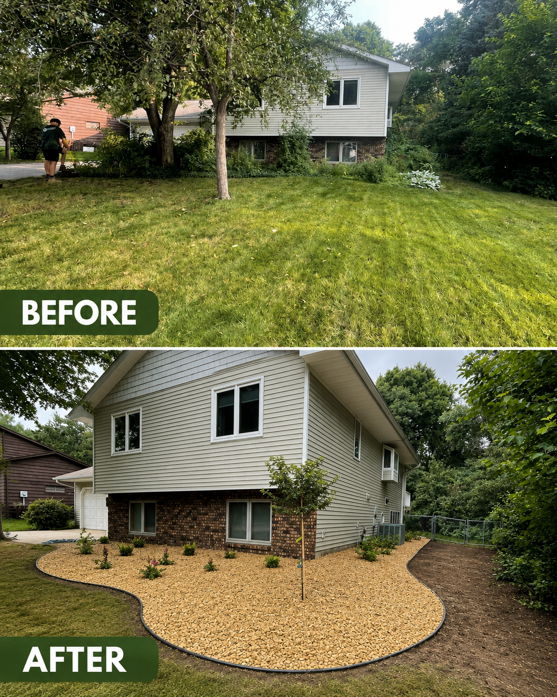 Landscape cleanup and bed preparation