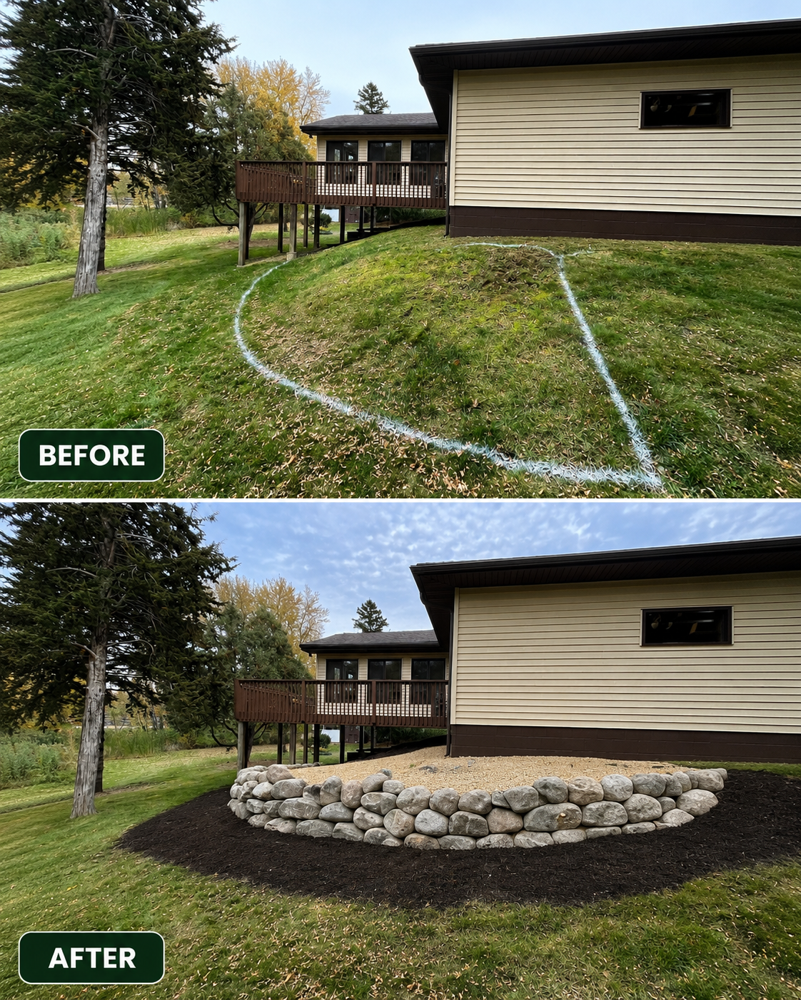 Natural boulder retaining wall