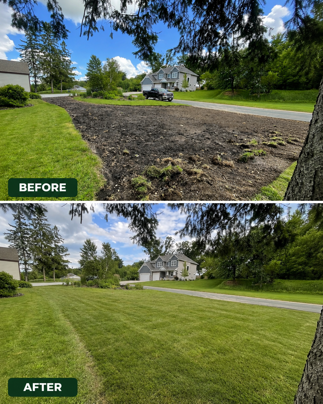 New residential sod installation