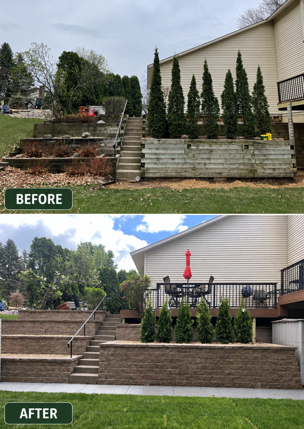 Block retaining wall installation